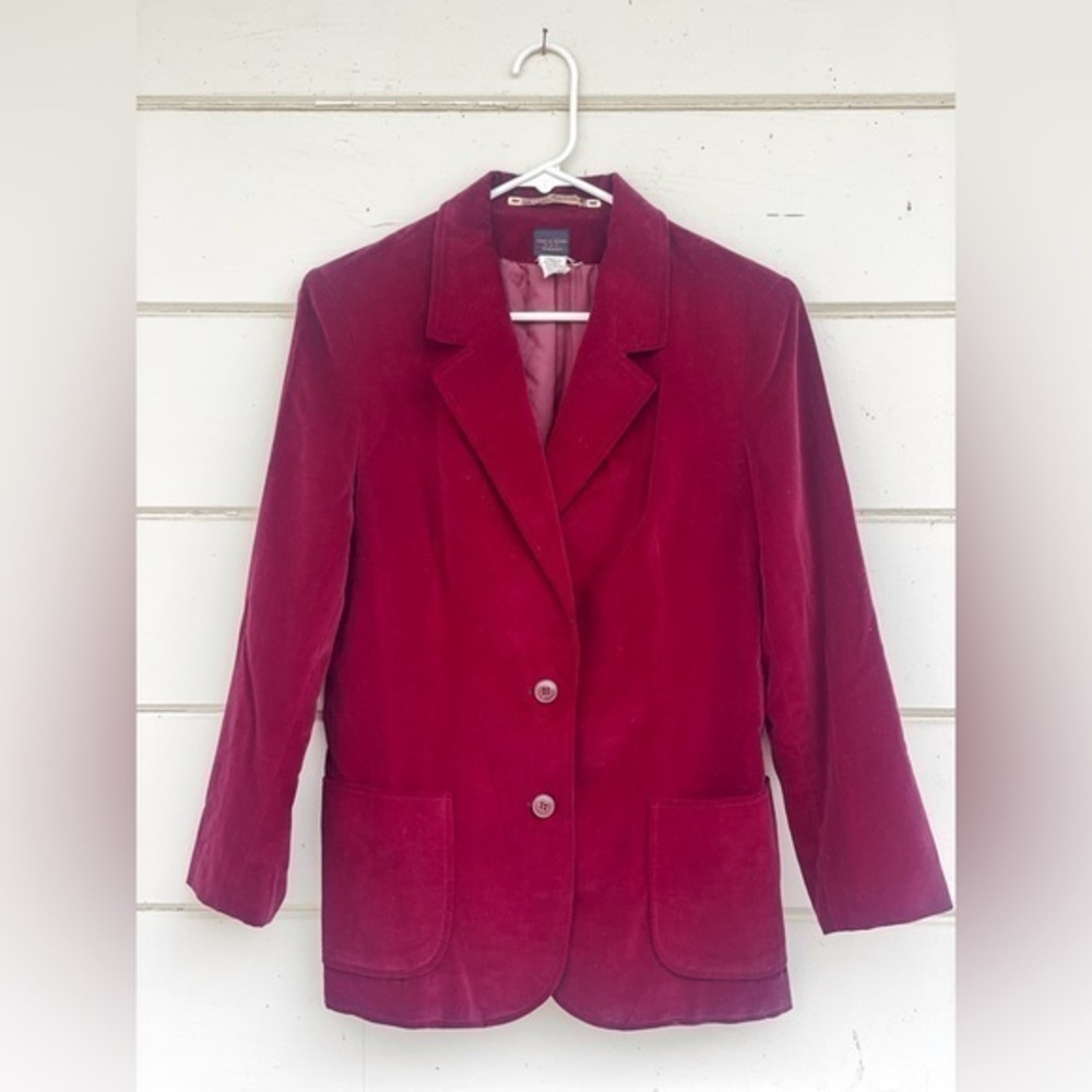 Vintage Checkpoint of California: Burgundy‎ Velvet Blazer size 13/14
